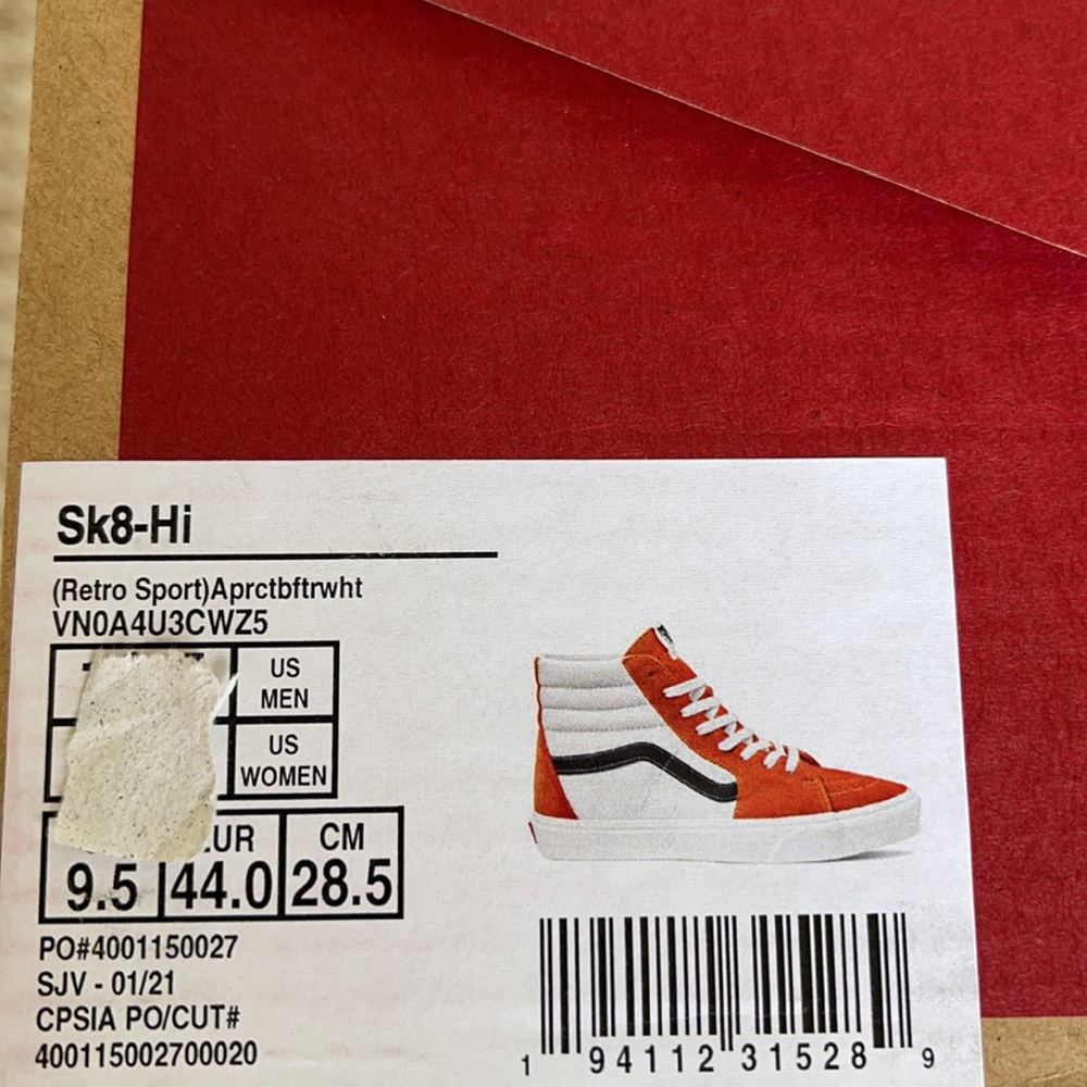 Vans Sk8-Hi Sneakers in White, Orange & Black - Picture 16 of 16